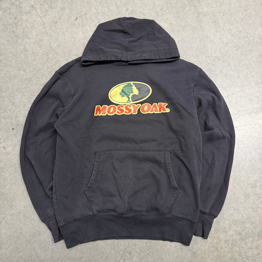 Mossy Oak Mens Logo Hoodie Black Long Sleeve Sweatshirt Size Medium